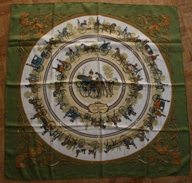 エルメス スカーフ「ロンシャンへの散歩」green バリエーション